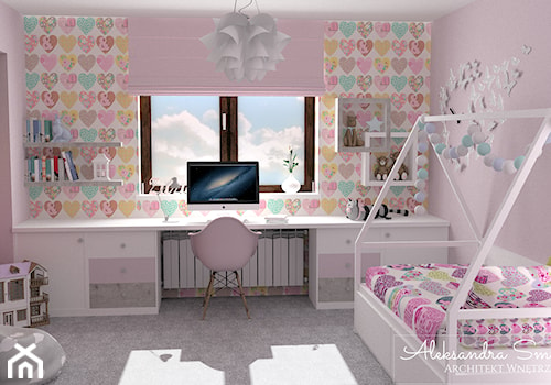 Różowy pokój dla dziewczynki - zdjęcie od Aleksandra Tymińska Projektowanie Wnętrz