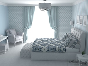 Błękitna Sypialnia Glamour - zdjęcie od Aleksandra Tymińska Projektowanie Wnętrz