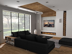 Beton, szkło i drewno - zdjęcie od Aleksandra Tymińska Projektowanie Wnętrz