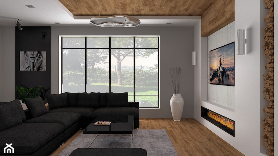 Beton, szkło i drewno - zdjęcie od Aleksandra Tymińska Projektowanie Wnętrz