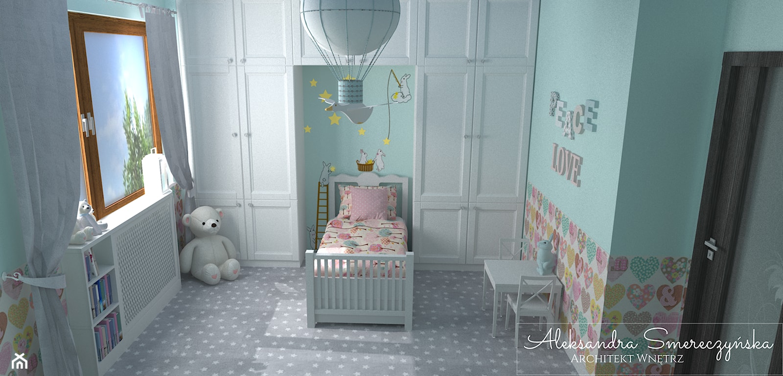 Miętowy pokój dla dziewczynki - zdjęcie od Aleksandra Tymińska Projektowanie Wnętrz - Homebook