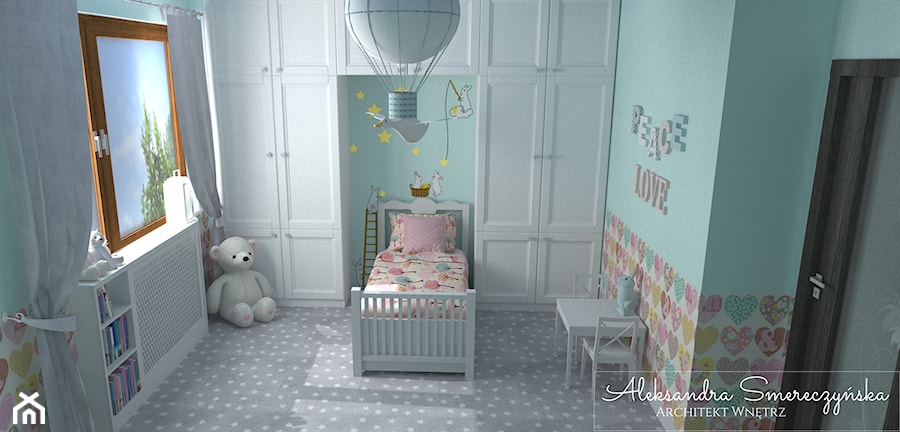 Miętowy pokój dla dziewczynki - zdjęcie od Aleksandra Tymińska Projektowanie Wnętrz
