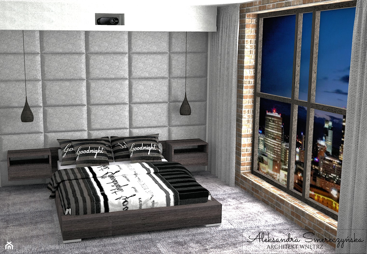 Tapicerowana ściana w sypialni - zdjęcie od Aleksandra Tymińska Projektowanie Wnętrz - Homebook