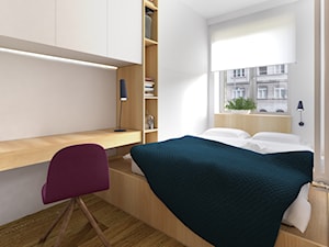 mieszkanie w Krakowie. - Mała biała z biurkiem sypialnia, styl nowoczesny - zdjęcie od double look design