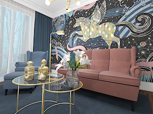 Nastrojowy apartament, Gdańsk - Mały biały niebieski salon, styl vintage - zdjęcie od ART ELIXIR