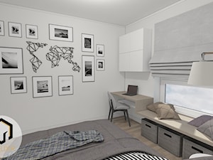 Sypialnia podróżniczki, Warszawa - Średnia biała z biurkiem sypialnia, styl nowoczesny - zdjęcie od ART ELIXIR