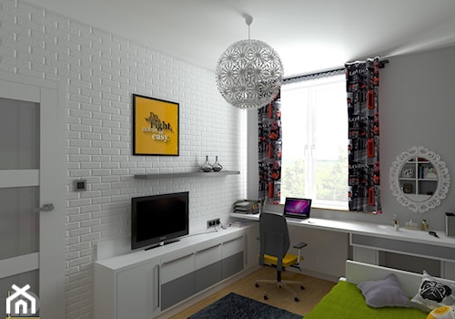 MODERNA - Mieszkanie 69m2 - Średni biały szary pokój dziecka dla nastolatka dla chłopca dla dziewczynki, styl nowoczesny - zdjęcie od HD PROJEKT - Studio Projektowania Wnętrz