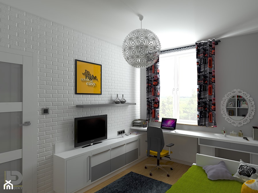 MODERNA - Mieszkanie 69m2 - Średni biały szary pokój dziecka dla nastolatka dla chłopca dla dziewczynki, styl nowoczesny - zdjęcie od HD PROJEKT - Studio Projektowania Wnętrz