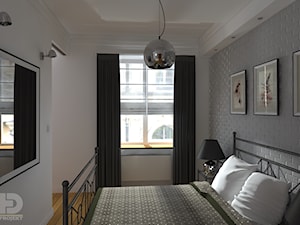 STARA KAMIENICA - Apartament 60m2 - Mała biała szara sypialnia, styl nowoczesny - zdjęcie od HD PROJEKT - Studio Projektowania Wnętrz
