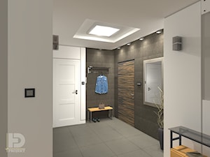 MODERNA - Mieszkanie 69m2 - Średni z wieszakiem biały szary hol / przedpokój, styl nowoczesny - zdjęcie od HD PROJEKT - Studio Projektowania Wnętrz
