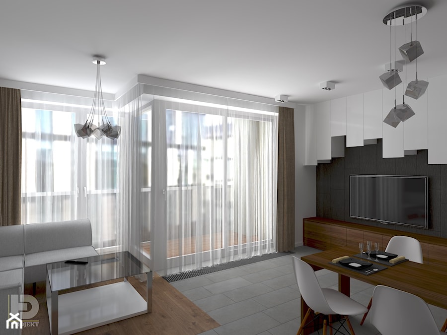 MENNICA - Apartament 49m2 - warianty aranżacji - Salon, styl nowoczesny - zdjęcie od HD PROJEKT - Studio Projektowania Wnętrz
