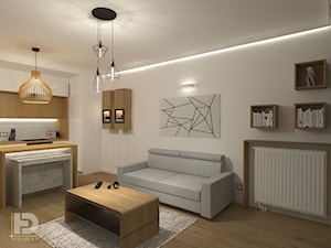 VILLA NOBILE - Mieszkanie 48m2 - Mały biały salon z kuchnią z jadalnią, styl nowoczesny - zdjęcie od HD PROJEKT - Studio Projektowania Wnętrz