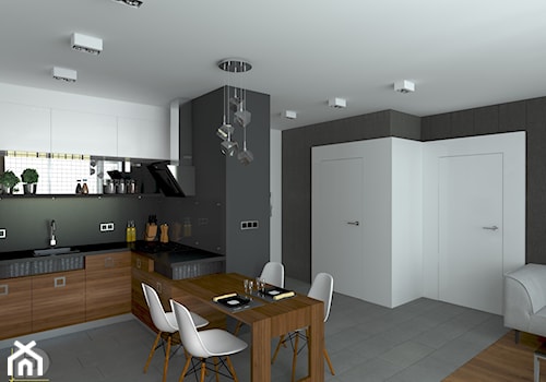 MENNICA - Apartament 49m2 - warianty aranżacji - Średni biały hol / przedpokój, styl nowoczesny - zdjęcie od HD PROJEKT - Studio Projektowania Wnętrz