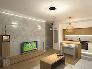 VILLA NOBILE - Mieszkanie 48m2 - Średni biały szary salon z kuchnią, styl nowoczesny - zdjęcie od HD PROJEKT - Studio Projektowania Wnętrz