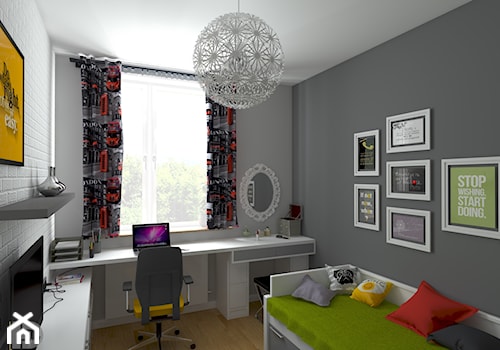MODERNA - Mieszkanie 69m2 - Średni biały czarny pokój dziecka dla nastolatka dla chłopca dla dziewczynki, styl nowoczesny - zdjęcie od HD PROJEKT - Studio Projektowania Wnętrz