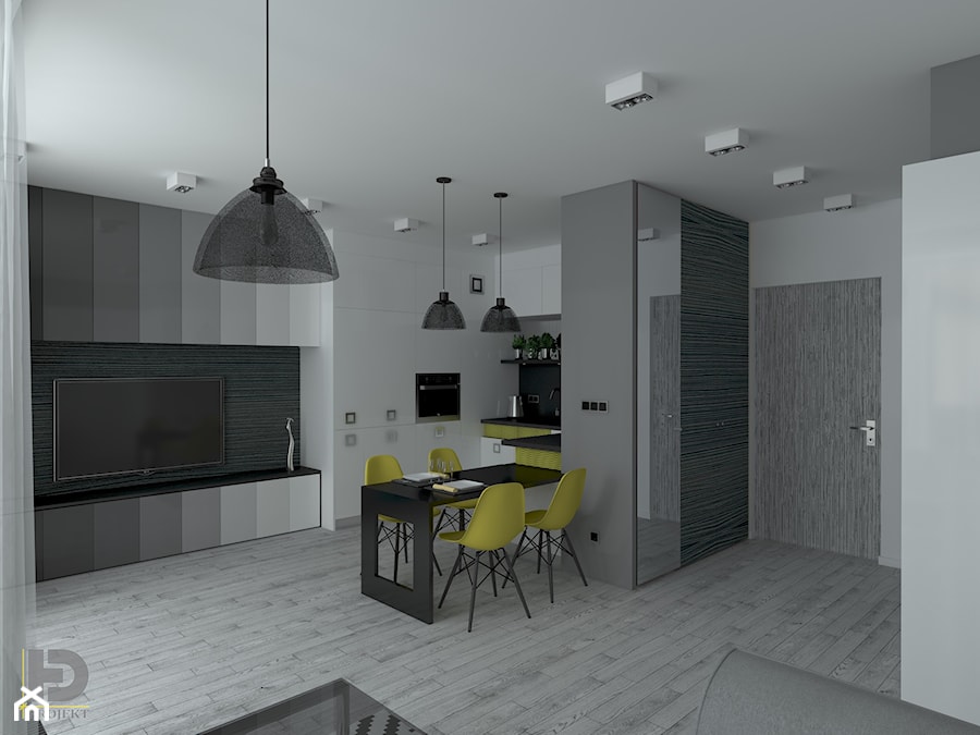 MENNICA - Apartament 49m2 - warianty aranżacji - Sypialnia, styl nowoczesny - zdjęcie od HD PROJEKT - Studio Projektowania Wnętrz