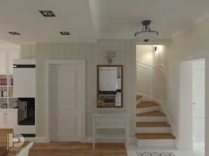 SEGMENT MIESZKALNY - Parter 50m2 - Średni beżowy biały hol / przedpokój, styl tradycyjny - zdjęcie od HD PROJEKT - Studio Projektowania Wnętrz
