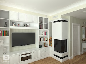 SEGMENT MIESZKALNY - Parter 50m2 - Mały beżowy biały salon, styl tradycyjny - zdjęcie od HD PROJEKT - Studio Projektowania Wnętrz
