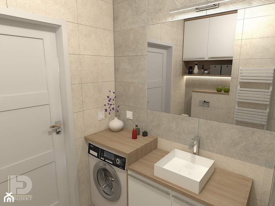 MODERNA - Mieszkanie 69m2 - Mała na poddaszu bez okna z pralką / suszarką łazienka, styl tradycyjny - zdjęcie od HD PROJEKT - Studio Projektowania Wnętrz