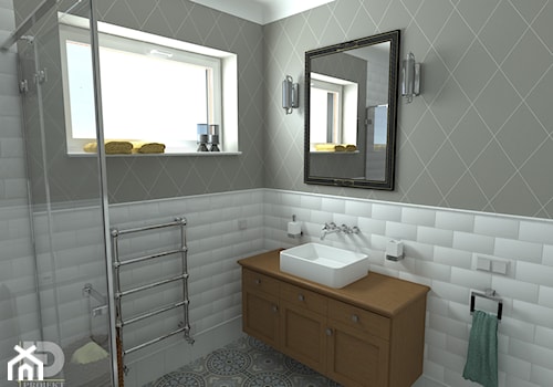 SEGMENT MIESZKALNY - Poddasze 50m2 - Mała łazienka z oknem, styl tradycyjny - zdjęcie od HD PROJEKT - Studio Projektowania Wnętrz