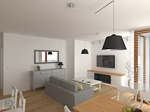 ZEN GARDEN - Mieszkanie 68m2 - Średni biały salon z jadalnią, styl skandynawski - zdjęcie od HD PROJEKT - Studio Projektowania Wnętrz
