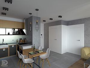 MENNICA - Apartament 49m2 - warianty aranżacji - Mały biały szary hol / przedpokój, styl minimalistyczny - zdjęcie od HD PROJEKT - Studio Projektowania Wnętrz