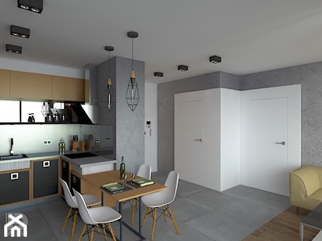 Aranżacje wnętrz - Hol / Przedpokój: MENNICA - Apartament 49m2 - warianty aranżacji - Mały biały szary hol / przedpokój, styl minimalistyczny - HD PROJEKT - Studio Projektowania Wnętrz. Przeglądaj, dodawaj i zapisuj najlepsze zdjęcia, pomysły i inspiracje designerskie. W bazie mamy już prawie milion fotografii!