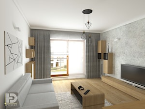 VILLA NOBILE - Mieszkanie 48m2 - Duży biały szary salon z tarasem / balkonem, styl nowoczesny - zdjęcie od HD PROJEKT - Studio Projektowania Wnętrz