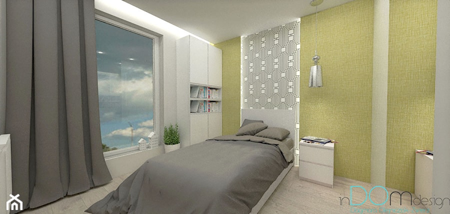 Pomysł na sypialnię - Średnia biała sypialnia, styl nowoczesny - zdjęcie od INDOMDESIGN