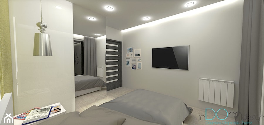 Pomysł na sypialnię - Średnia szara sypialnia, styl nowoczesny - zdjęcie od INDOMDESIGN