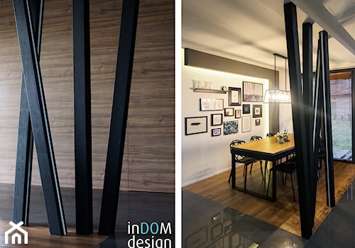 Dom - wnętrza w nowoczesnym wydaniu - Średnia biała czarna jadalnia jako osobne pomieszczenie, styl minimalistyczny - zdjęcie od INDOMDESIGN