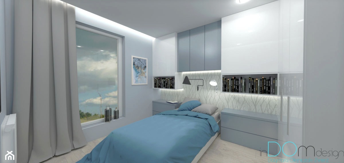 Pomysł na sypialnię - Średnia szara sypialnia, styl nowoczesny - zdjęcie od INDOMDESIGN - Homebook