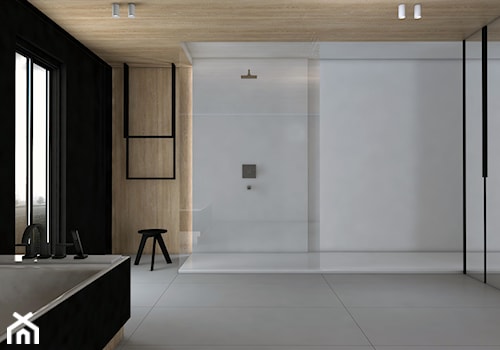 - No.2 Łazienka - Duża z lustrem z punktowym oświetleniem łazienka z oknem, styl minimalistyczny - zdjęcie od Designed by M