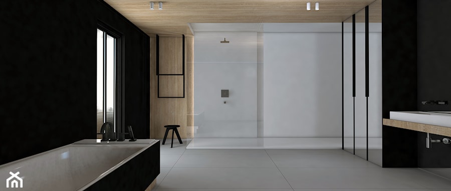 - No.2 Łazienka - Duża z lustrem z punktowym oświetleniem łazienka z oknem, styl minimalistyczny - zdjęcie od Designed by M