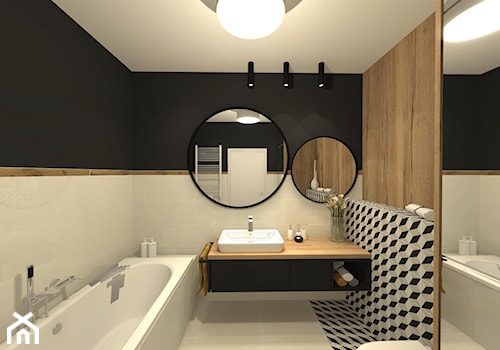 łazienka z czarnymi ścianami - zdjęcie od Innerium Karolina Trojga