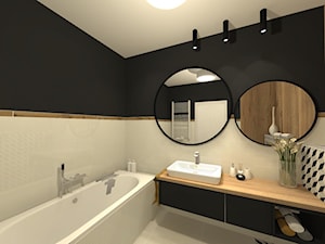 łazienka z okrągłym lustrem - zdjęcie od Innerium Karolina Trojga