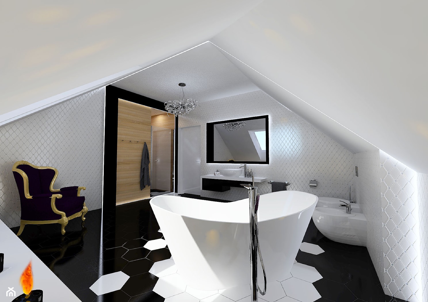 Salon łazienkowy na poddaszu - zdjęcie od Marcin Kasprzak - Biuro Projektowe - Homebook