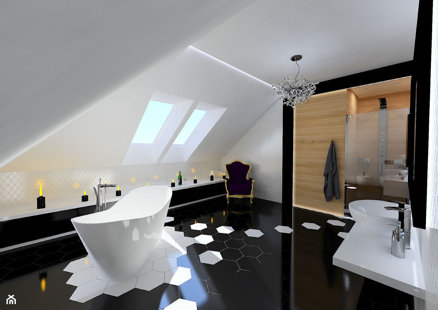 Salon łazienkowy na poddaszu - zdjęcie od Marcin Kasprzak - Biuro Projektowe - Homebook