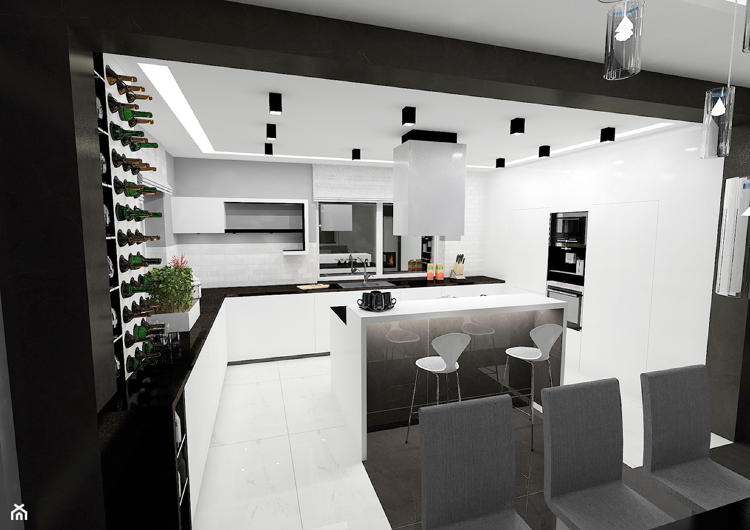 Kuchnia w czerni i bieli - zdjęcie od Marcin Kasprzak - Biuro Projektowe - Homebook