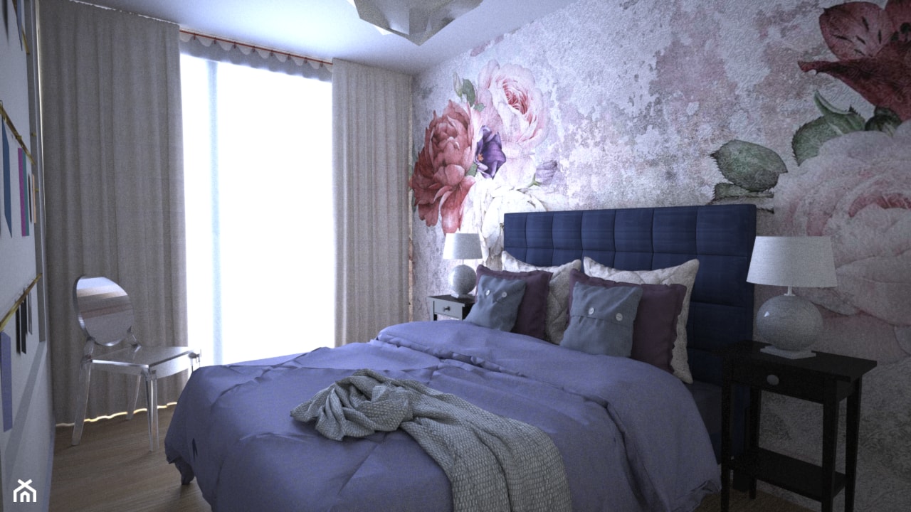 Sypialnia i przedpokój w mieszkaniu w Lublinie - Średnia biała sypialnia z balkonem / tarasem, styl glamour - zdjęcie od Free Mind Design - Homebook