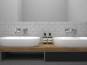 Mieszkanie na Warszawskim Ursynowie - Średnia z dwoma umywalkami łazienka, styl minimalistyczny - zdjęcie od Free Mind Design