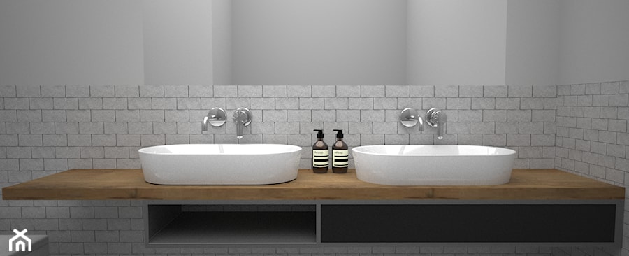 Mieszkanie na Warszawskim Ursynowie - Średnia z dwoma umywalkami łazienka, styl minimalistyczny - zdjęcie od Free Mind Design