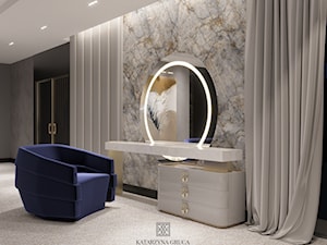 DARK WATER GALAXY - Duża czarna szara sypialnia, styl glamour - zdjęcie od Katarzyna Gruca Projektowanie Wnętrz
