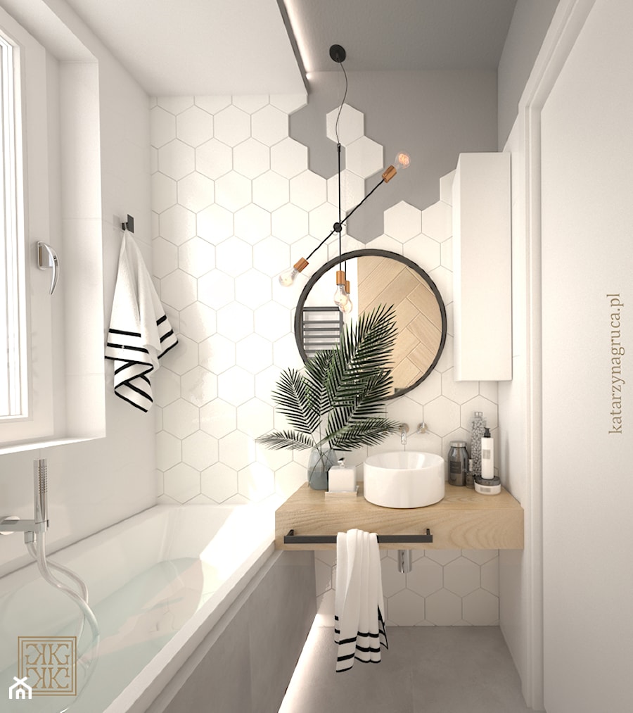 Projekt łazienki w mieszkaniu na sprzedaż II - Łazienka, styl skandynawski - zdjęcie od Katarzyna Gruca Projektowanie Wnętrz