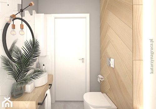 Projekt łazienki w mieszkaniu na sprzedaż II - Mała łazienka, styl skandynawski - zdjęcie od Katarzyna Gruca Projektowanie Wnętrz