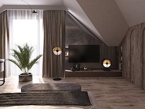 Projekt sypialni w stylu art deco - Średnia szara sypialnia na poddaszu, styl nowoczesny - zdjęcie od Katarzyna Gruca Projektowanie Wnętrz