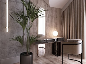 Projekt sypialni w stylu art deco - Mała szara sypialnia na poddaszu, styl glamour - zdjęcie od Katarzyna Gruca Projektowanie Wnętrz