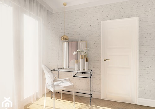 Kobiecy salon - Średnia sypialnia z balkonem / tarasem, styl glamour - zdjęcie od Katarzyna Gruca Projektowanie Wnętrz