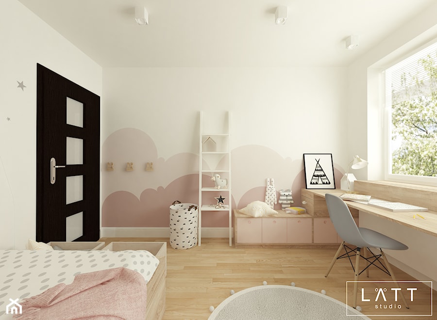 Dom jednorodzinny II - Konstancin - Średni biały różowy pokój dziecka dla dziecka dla nastolatka dla dziewczynki, styl skandynawski - zdjęcie od LÄTT Studio Wnętrz