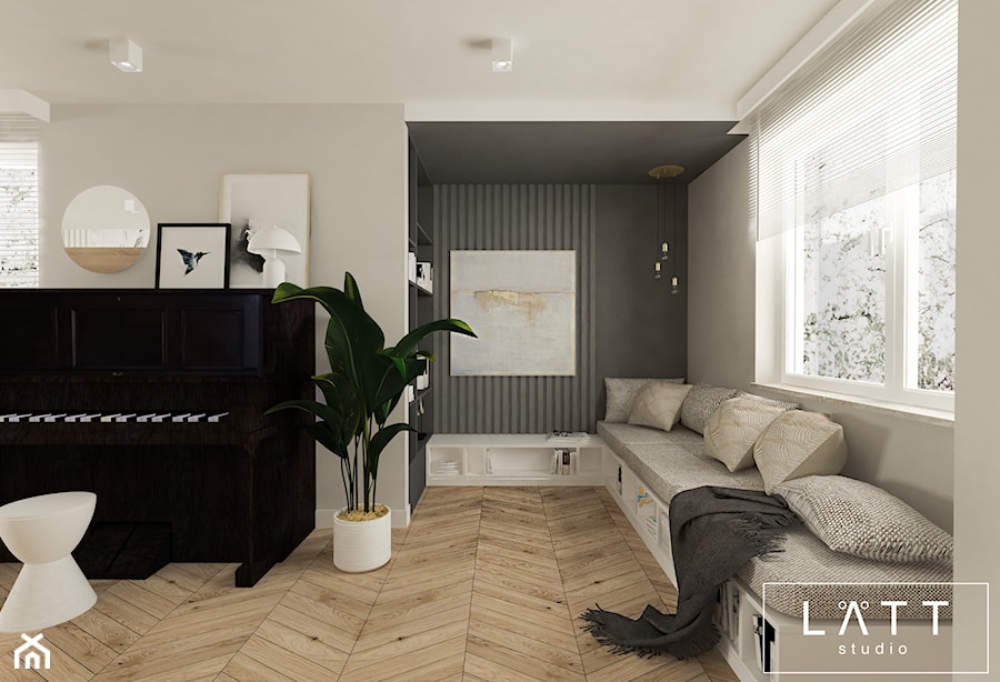 Dom jednorodzinny II - Konstancin - Mały szary salon, styl nowoczesny - zdjęcie od LÄTT Studio Wnętrz